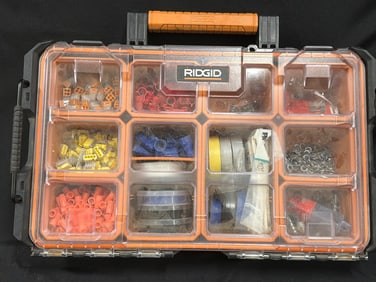 Ridgid Organizer With Assorted Electrical Components