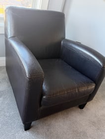 Brown Leather Armchair With Stitched Detailing