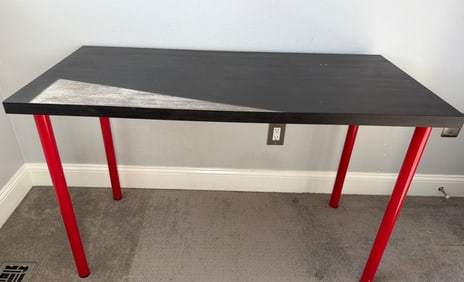 IKEA Rectangular Table with Black Top and Red Legs