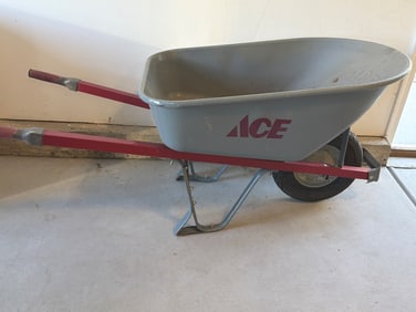 Ace Hardware Gray Metal Wheelbarrow with Red Handles