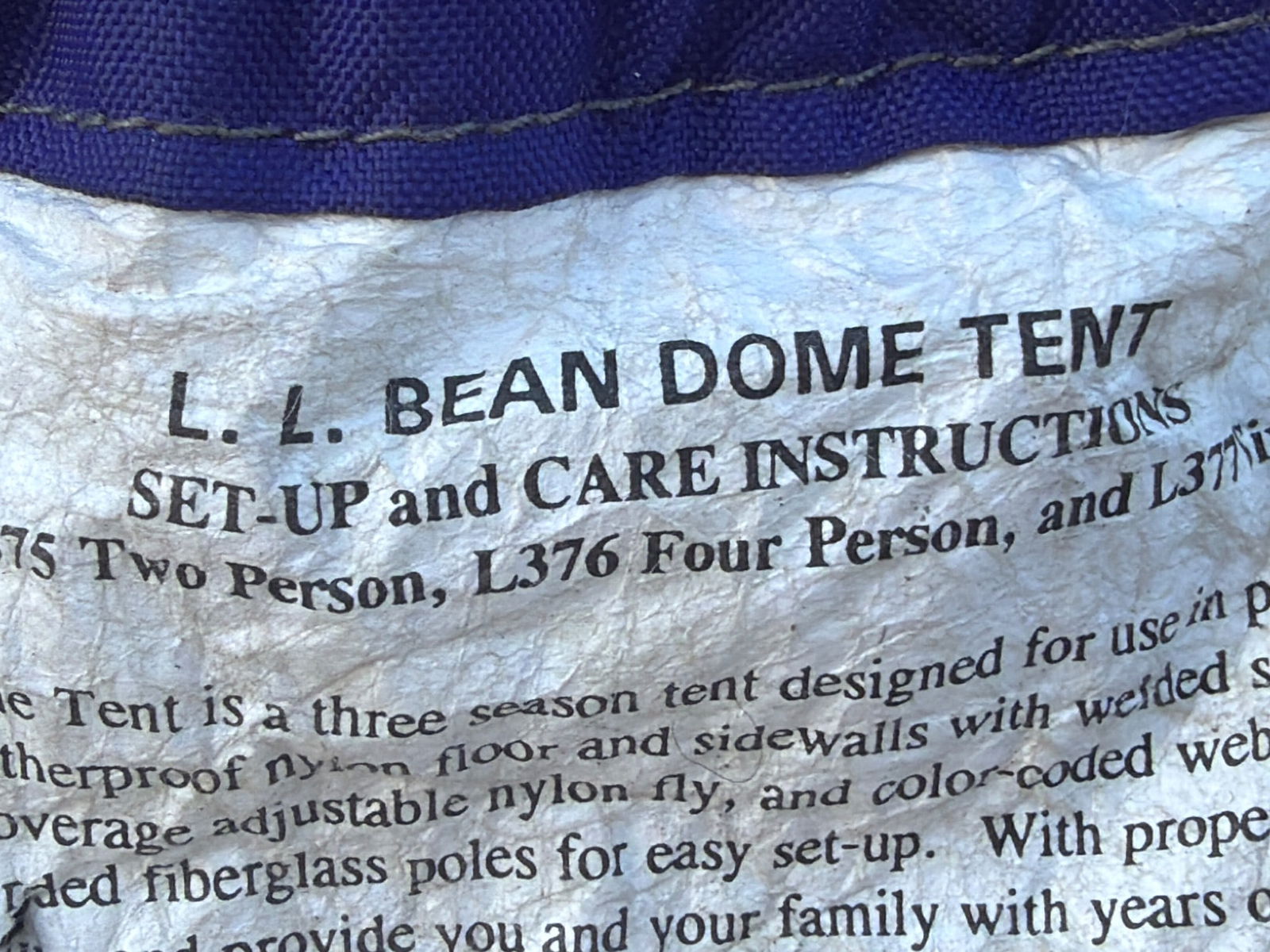 L.L. Bean Dome Tent with Setup Instructions and Carry Bag (1 of 2)