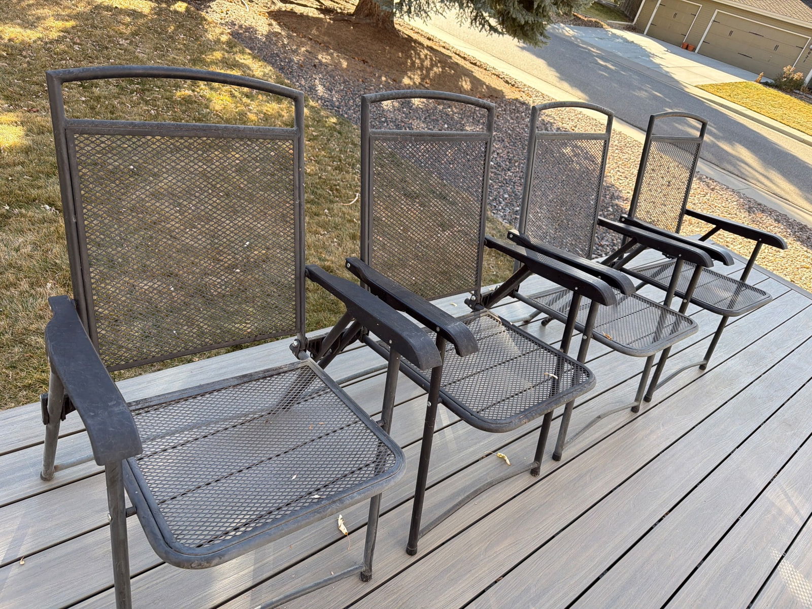 Four Metal Mesh Patio Chairs with Armrests (1 of 2)