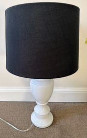 White Ceramic Table Lamp With Black Fabric Shade