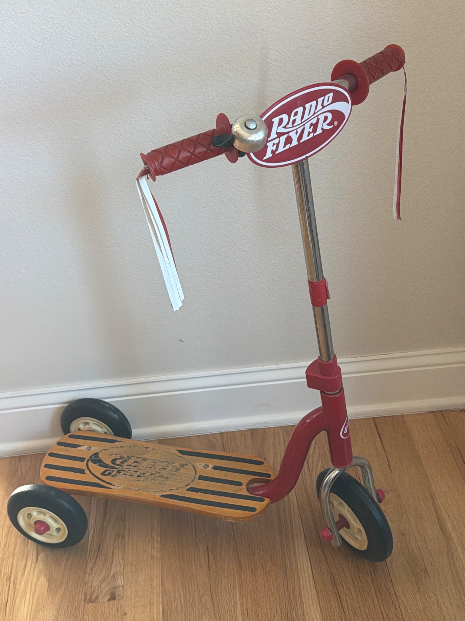Radio Flyer Vintage Red and Wood Scooter with Three Wheels (1 of 1)