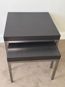 IKEA Square Black Wood and Metal Side Table with nested Lower Shelf