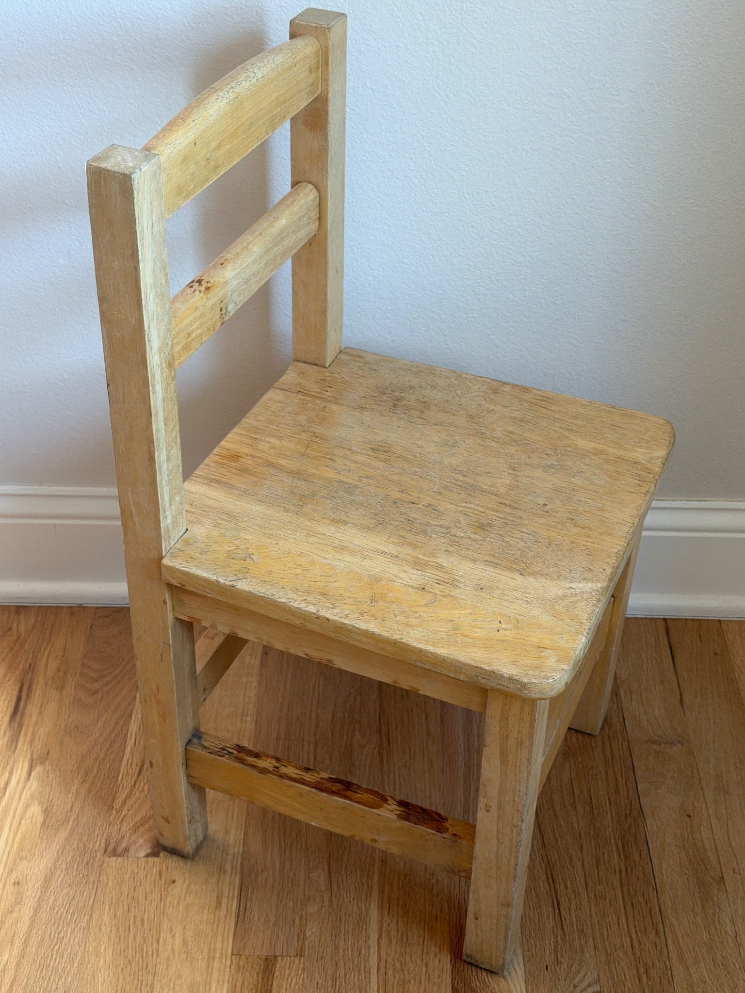 Vintage Wooden Childâ€™s Chair with Natural Finish (1 of 2)
