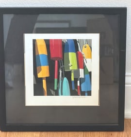 Framed Artwork Featuring Colorful Buoys by Dana Heacock