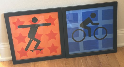 Framed Prints Featuring Skateboarder and Cyclist