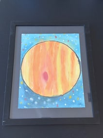 Framed Abstract Artwork Featuring Vibrant Circular Design