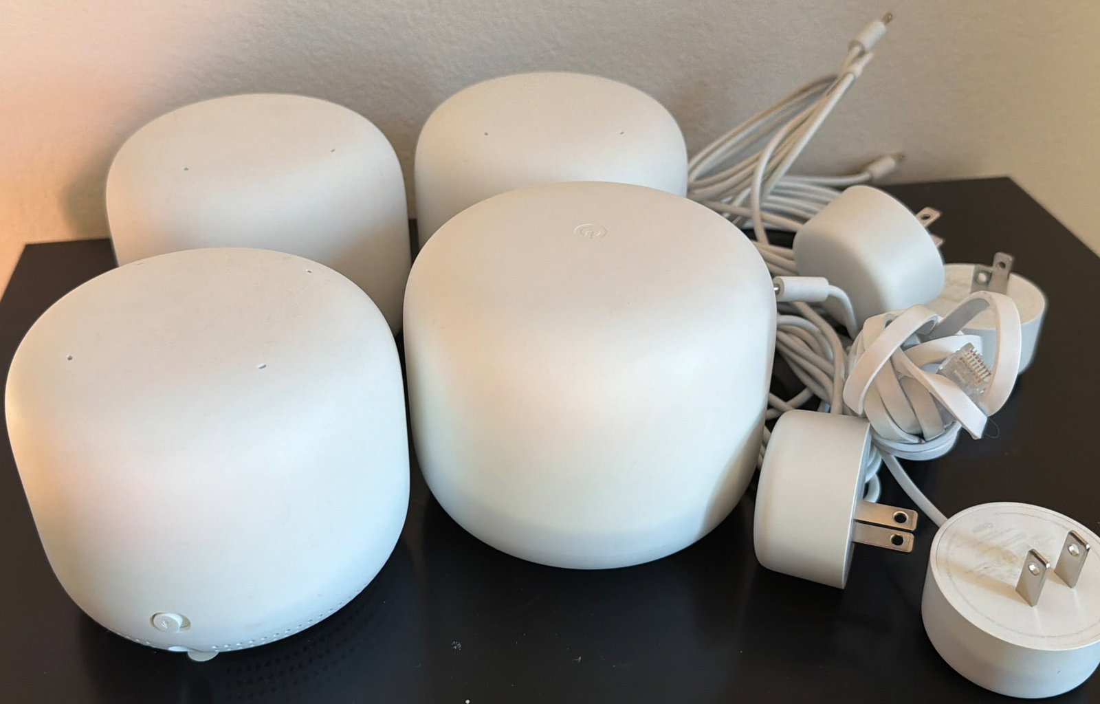4 Google Nest WiFi Router and Point Units with Power Adapters (1 of 2)