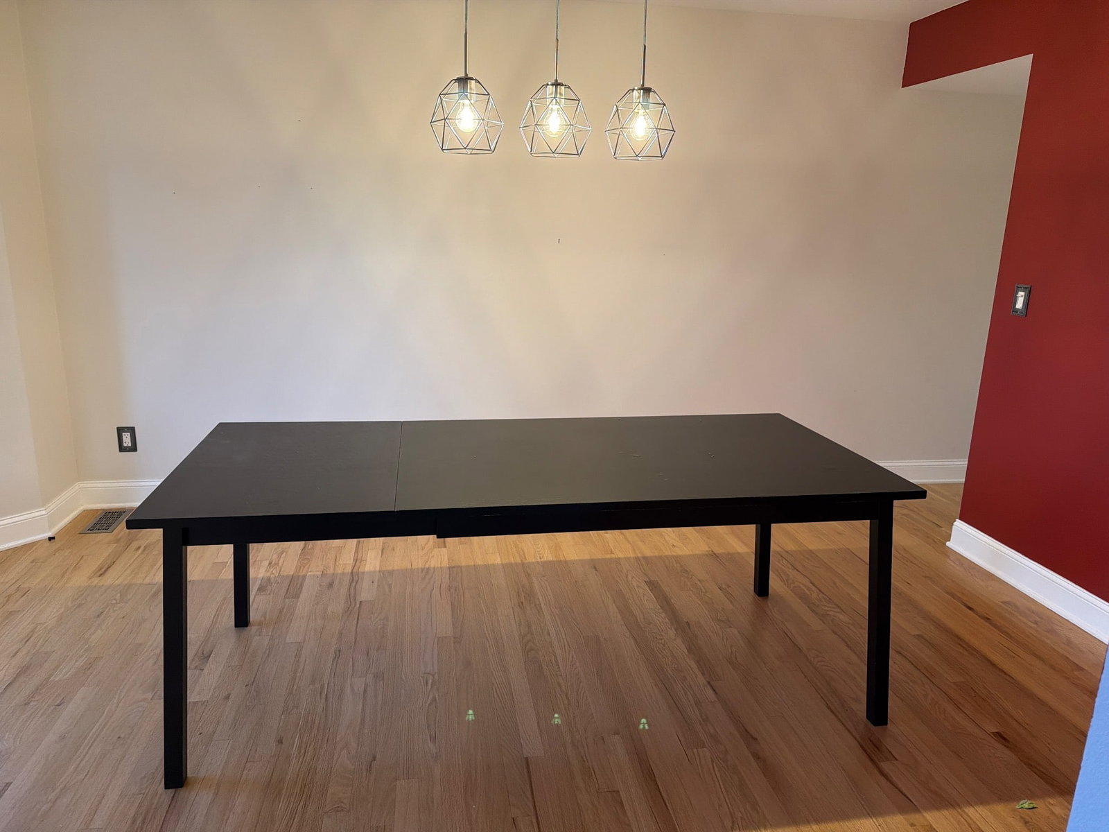 Rectangular Black Wooden Dining Table With Removable Leaf (1 of 4)
