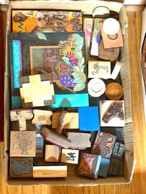 Rubber Stamp Collection with Various Designs and Handles