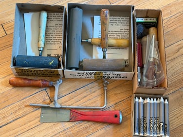 Printmaking Tools with Carving Knives and Blades