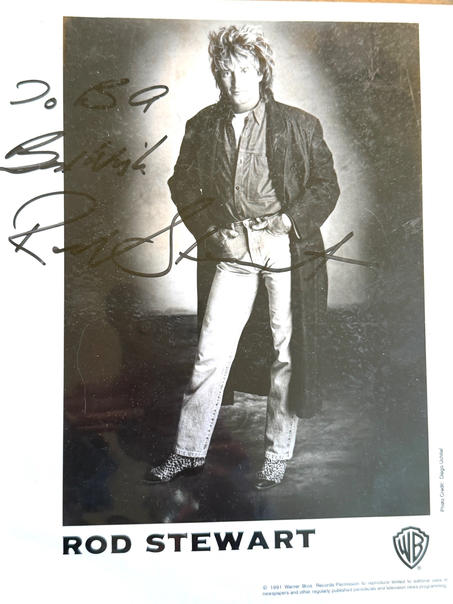 Signed Rod Stewart Warner Bros. Promotional Photograph (1 of 1)