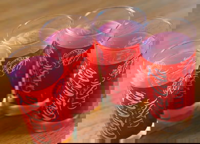 Four Coca-Cola Classic Glass Tumblers with Original Formula Design