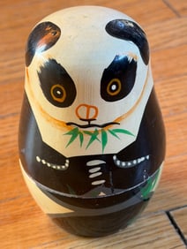 Panda-Shaped Wooden Nesting Doll by Authentic Models