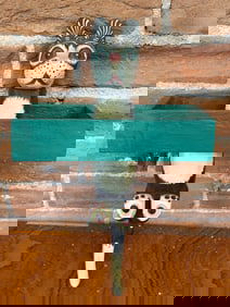 Hand-Painted Wooden Cat Wall Planter in Black and White