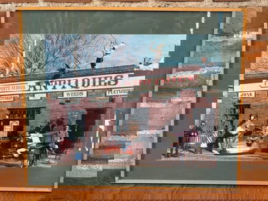 Framed Photograph of La Porte Avenue Antiques Storefront