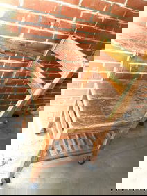 Wooden School Desk Chair with Attached Writing Arm and Casters