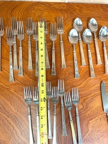 Silver-Plated Cutlery Set with Forks, Spoons, and Knives