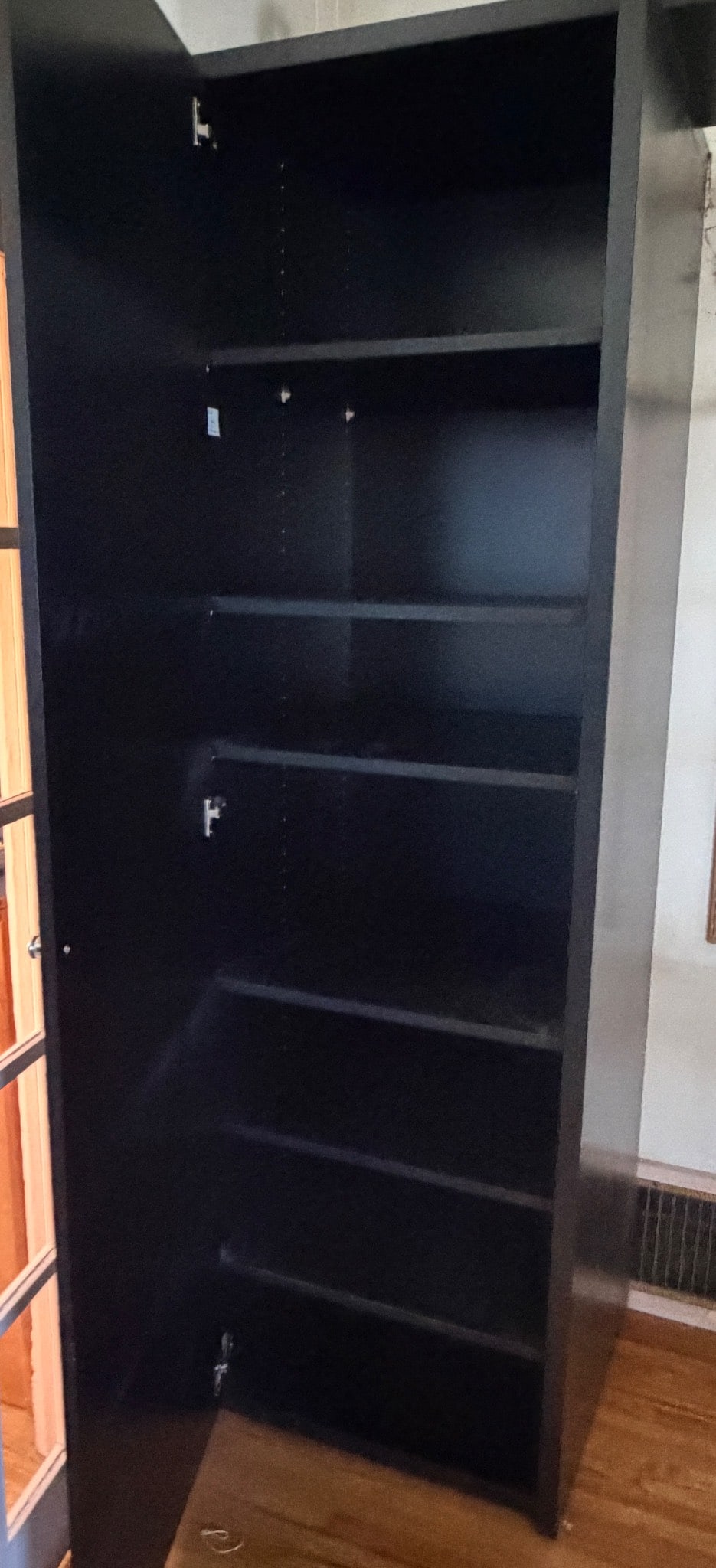 Black Freestanding Storage Cabinet with Adjustable Shelves and Hinged Door (1 of 3)
