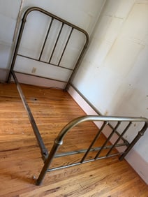 Brass Finish Full-Size Metal Bed Frame with Headboard and Footboard