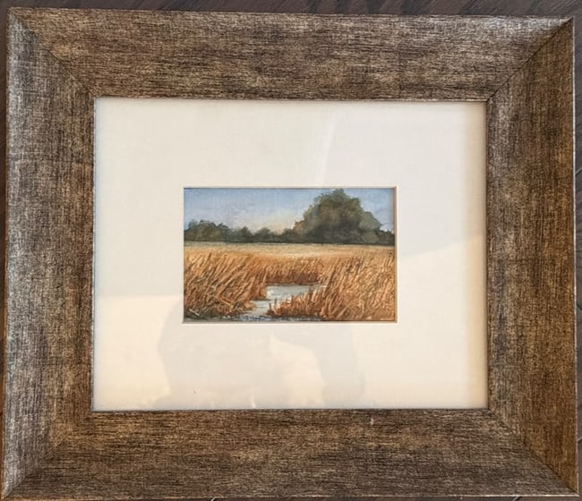 Framed Watercolor Landscape titled 'the root', signed by artist Painting With Rustic Frame (1 of 5)