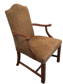 Upholstered Armchair with Paisley Fabric and Wooden Frame