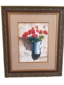 Framed Floral Painting Signed by Harvey