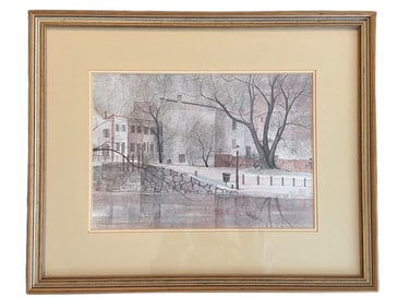 Framed Official Lithograph by Buckley Miss, 231/1000, ‘Along the Canal’