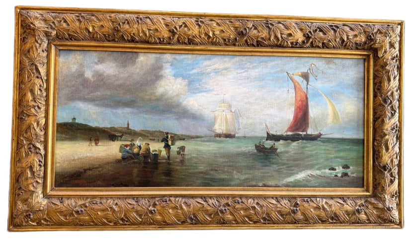Dean Glazewell Oil on Canvas Maritime Scene in Gilt Frame (1 of 6)