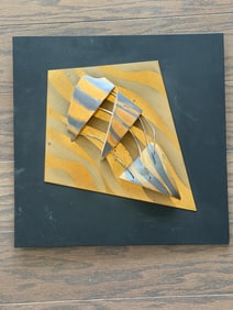 Bronze and Silver Abstract Wall Sculpture by Joan Miller