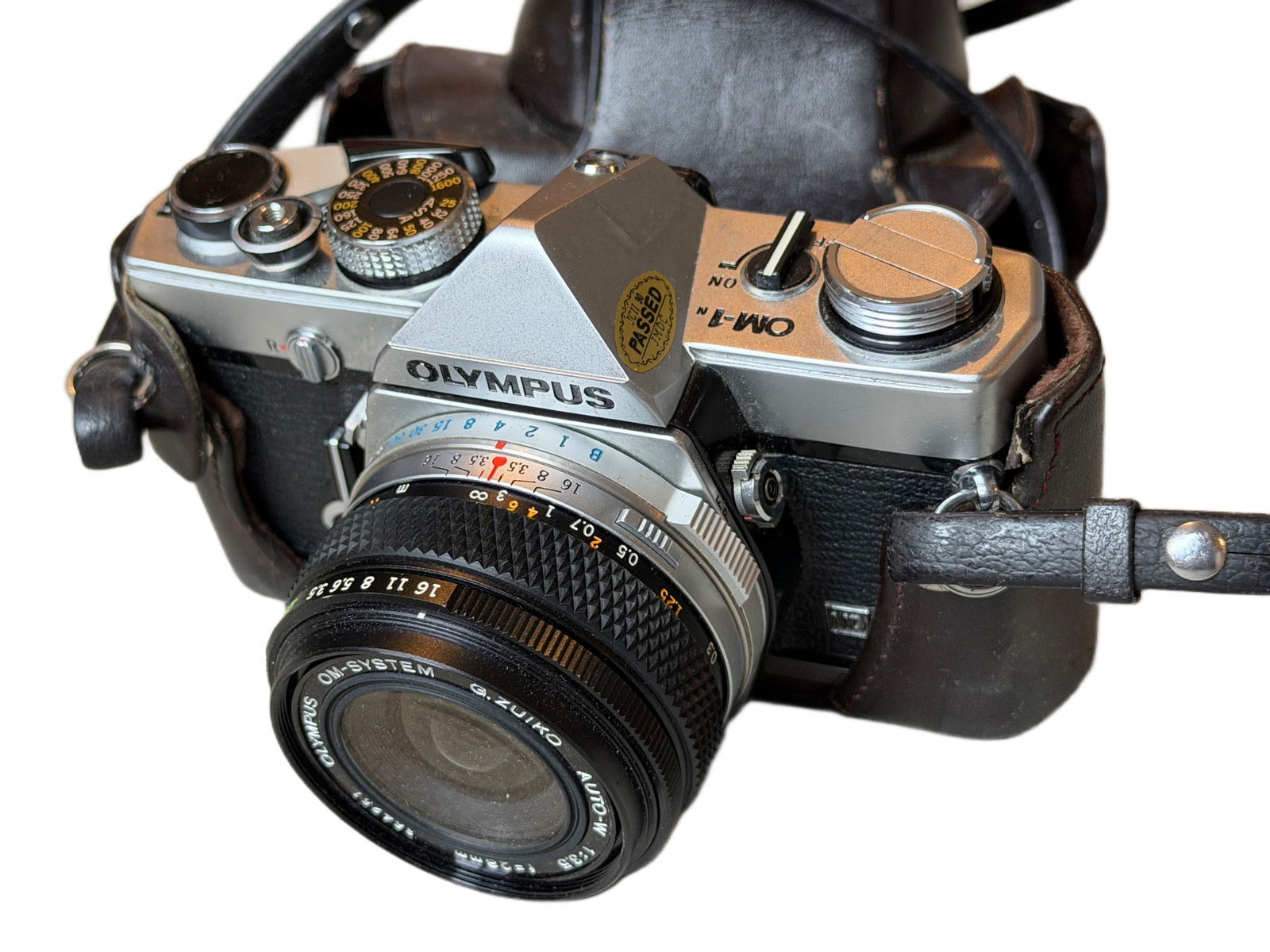 Olympus OM-1N Film Camera with Zuiko 50mm f/1.8 Lens and Leather Case (1 of 5)