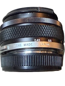 Olympus OM-System Lens, Flash Unit T20, and Leather Case