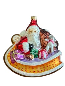 Christopher Radko Hand-Painted Glass Santa Claus Ornament with Sled and Gifts