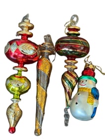 Christopher Radko Hand-Painted Glass Christmas Ornaments, Including Snowman and Finial Designs