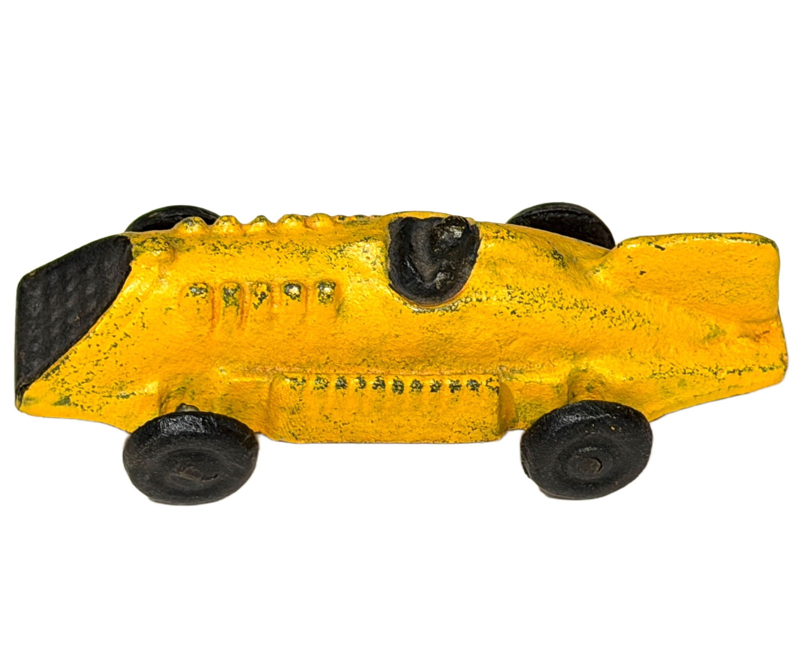 Cast Iron Yellow Toy Race Car with Black Wheels (1 of 4)