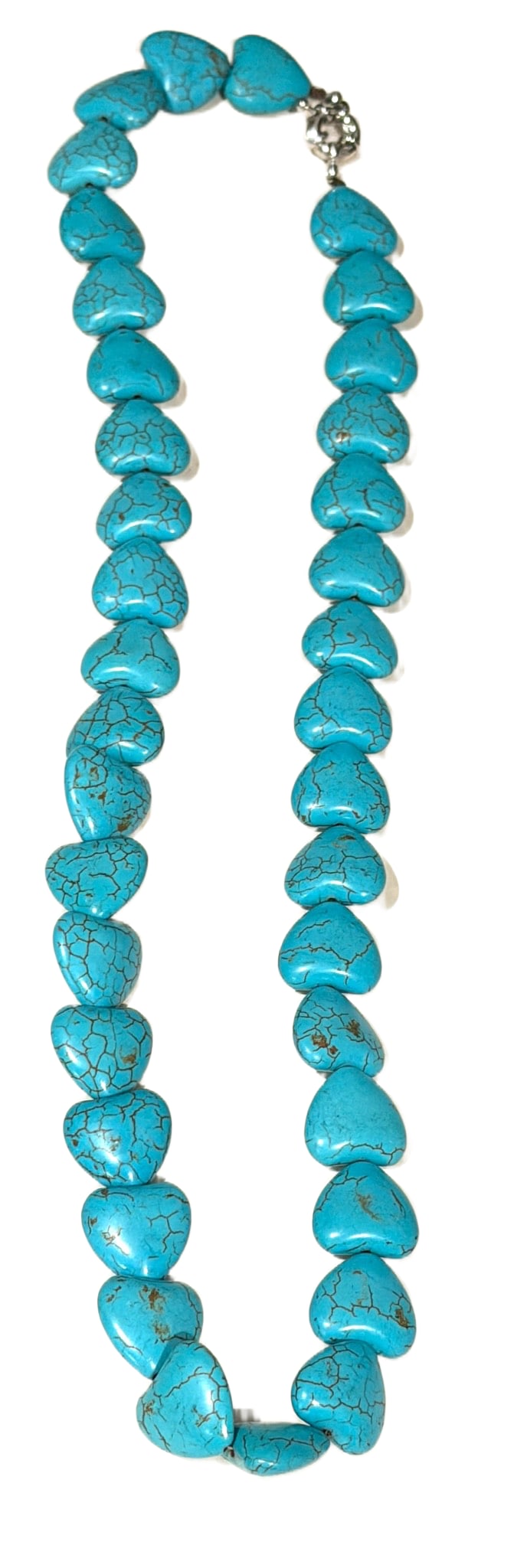 Turquoise Heart-Shaped Beaded Necklace with Silver Clasp (1 of 3)