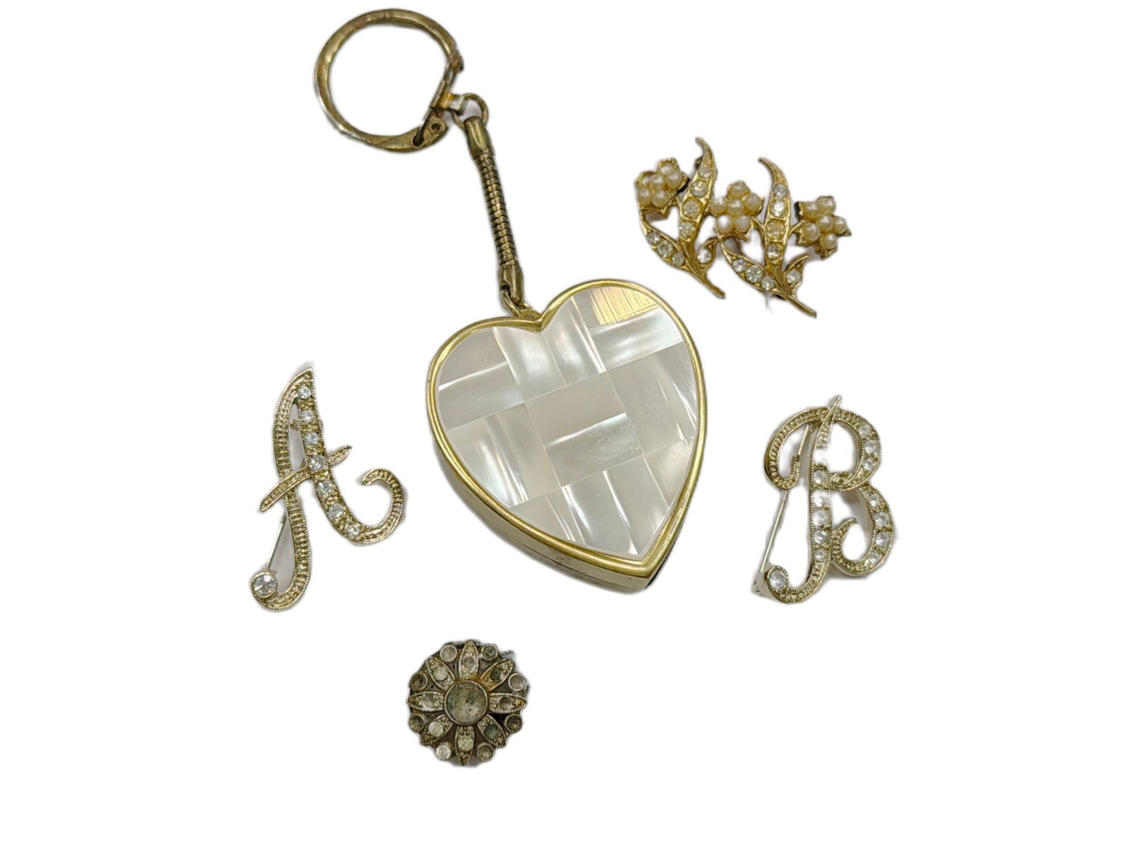 Costume Jewelry with Mother-of-Pearl Heart Locket (1 of 3)