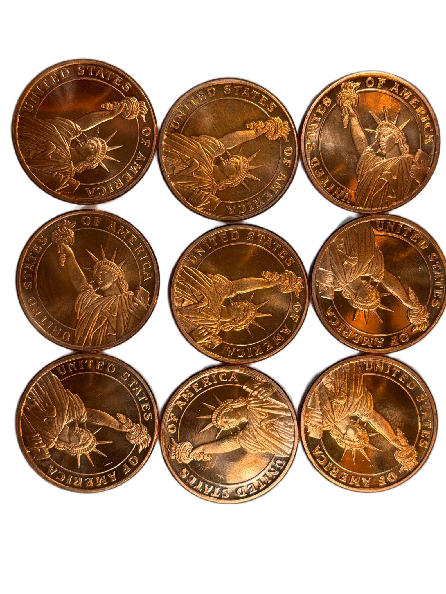 9 United States Copper Coins Featuring Liberty and Heraldic Eagle Designs (1 of 2)