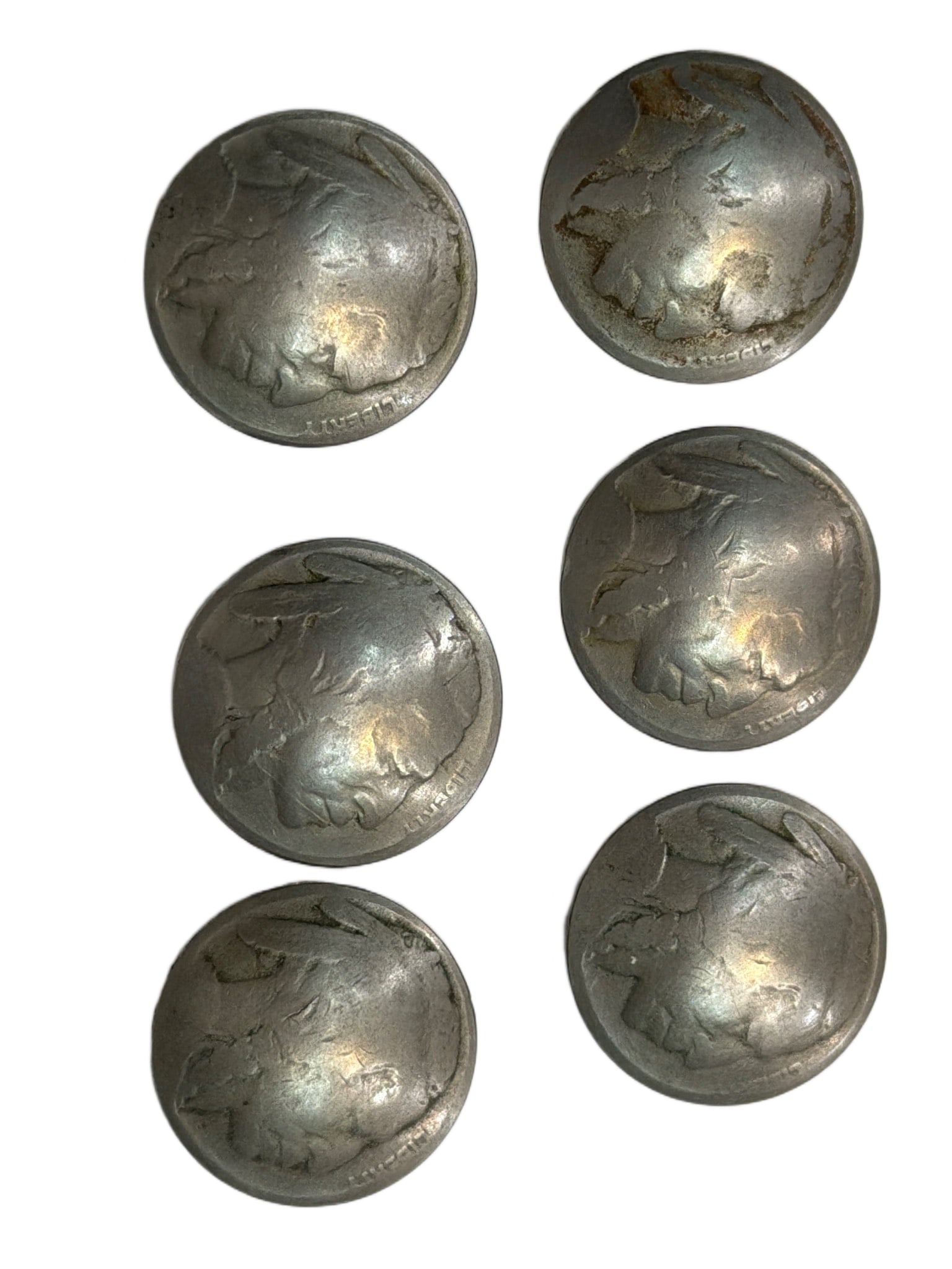 6 Goddard Silver Buffalo Nickel-Style Conchos with Screw-Back Design (1 of 2)