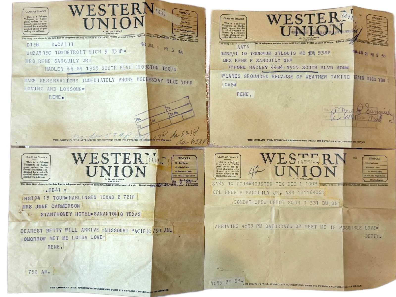 Four 1940s Western Union Telegrams (1 of 1)
