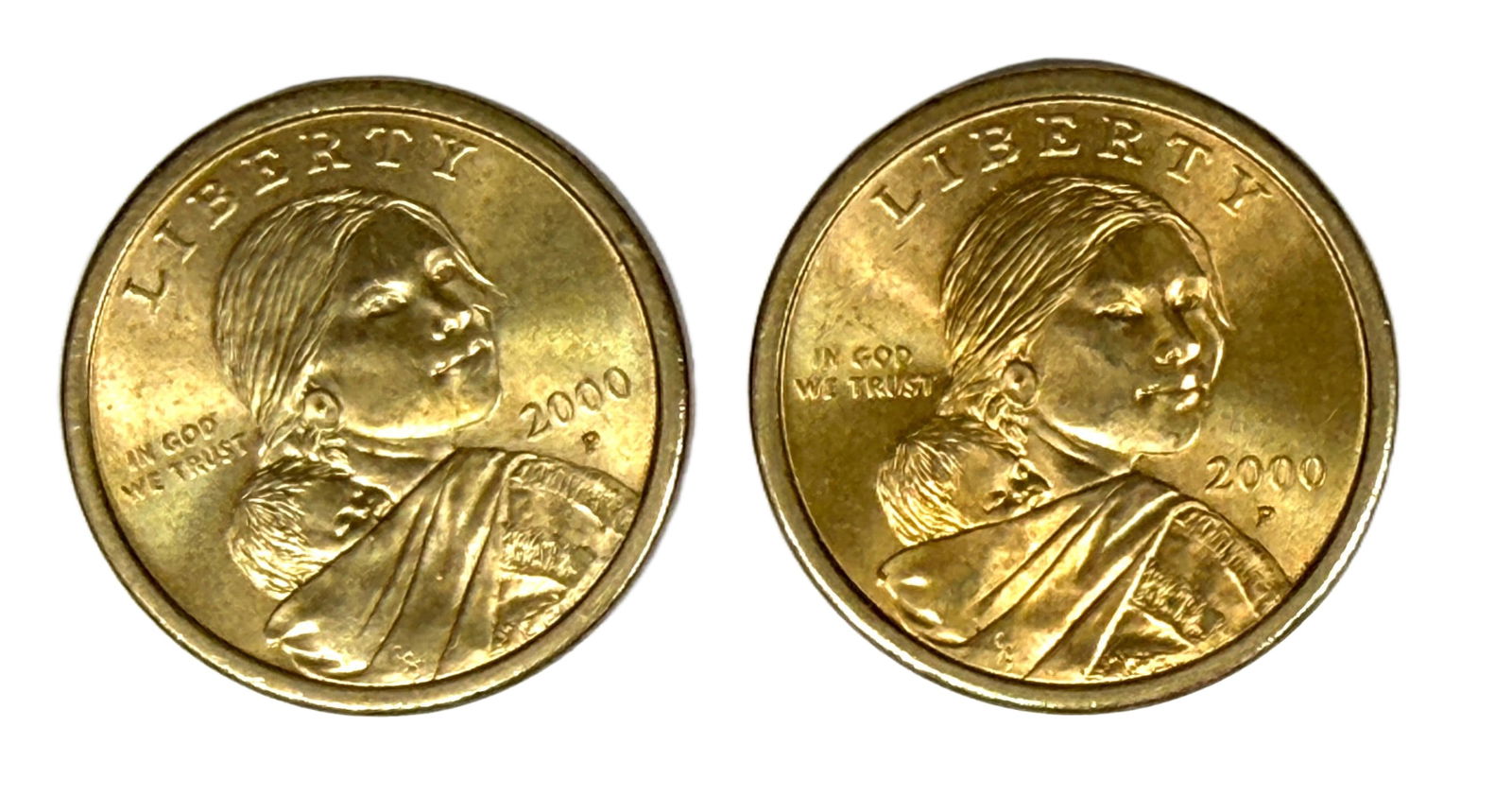 2000 Sacagawea One Dollar Coins – P & Unmarked Mint Marks (1 of 2)