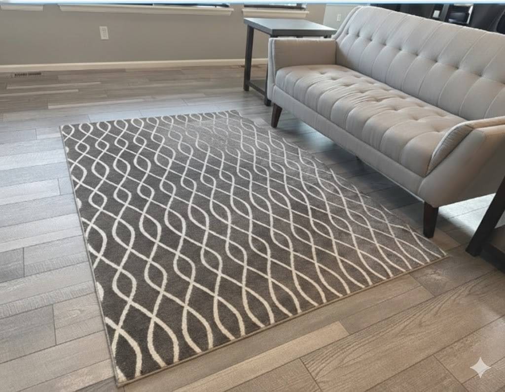 Gray and Cream Geometric Rug, Model 40187 30, 160×213 cm (1 of 1)