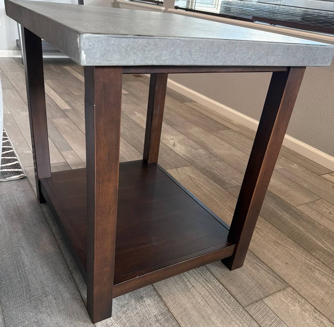 Ashley Furniture T913-7 Chanceen End Table with Faux Concrete Top (1 of 6)