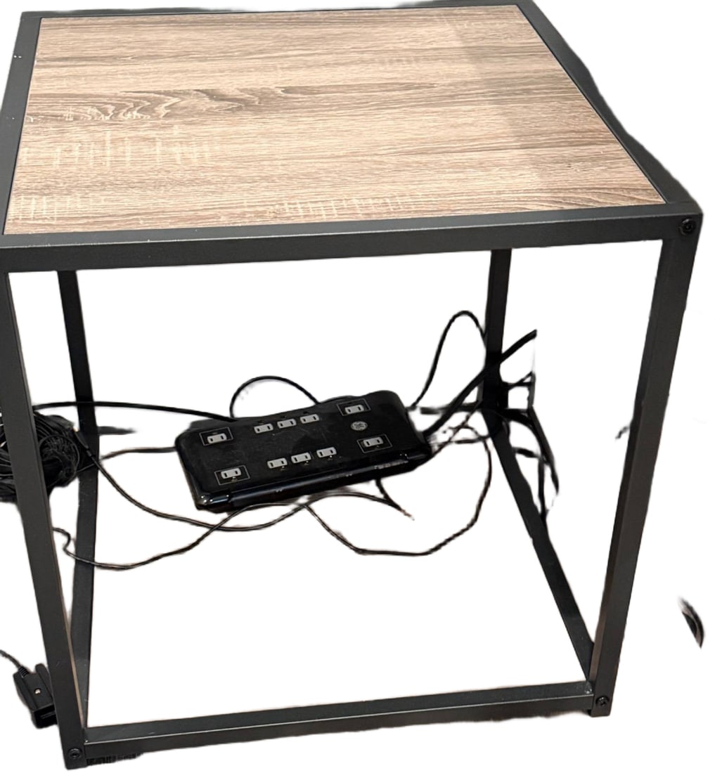 Metal-Framed Side Table With Faux Wood Top and Shelf (1 of 1)