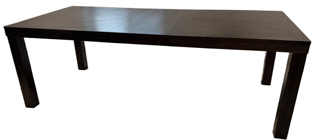 Rectangular Dark Wood Dining Table with Chevron Patterned Top (1 of 4)