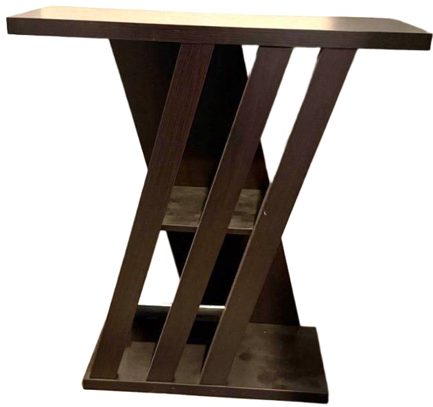 Dark Wood Composite Console Table with Z-Shaped Design (1 of 2)
