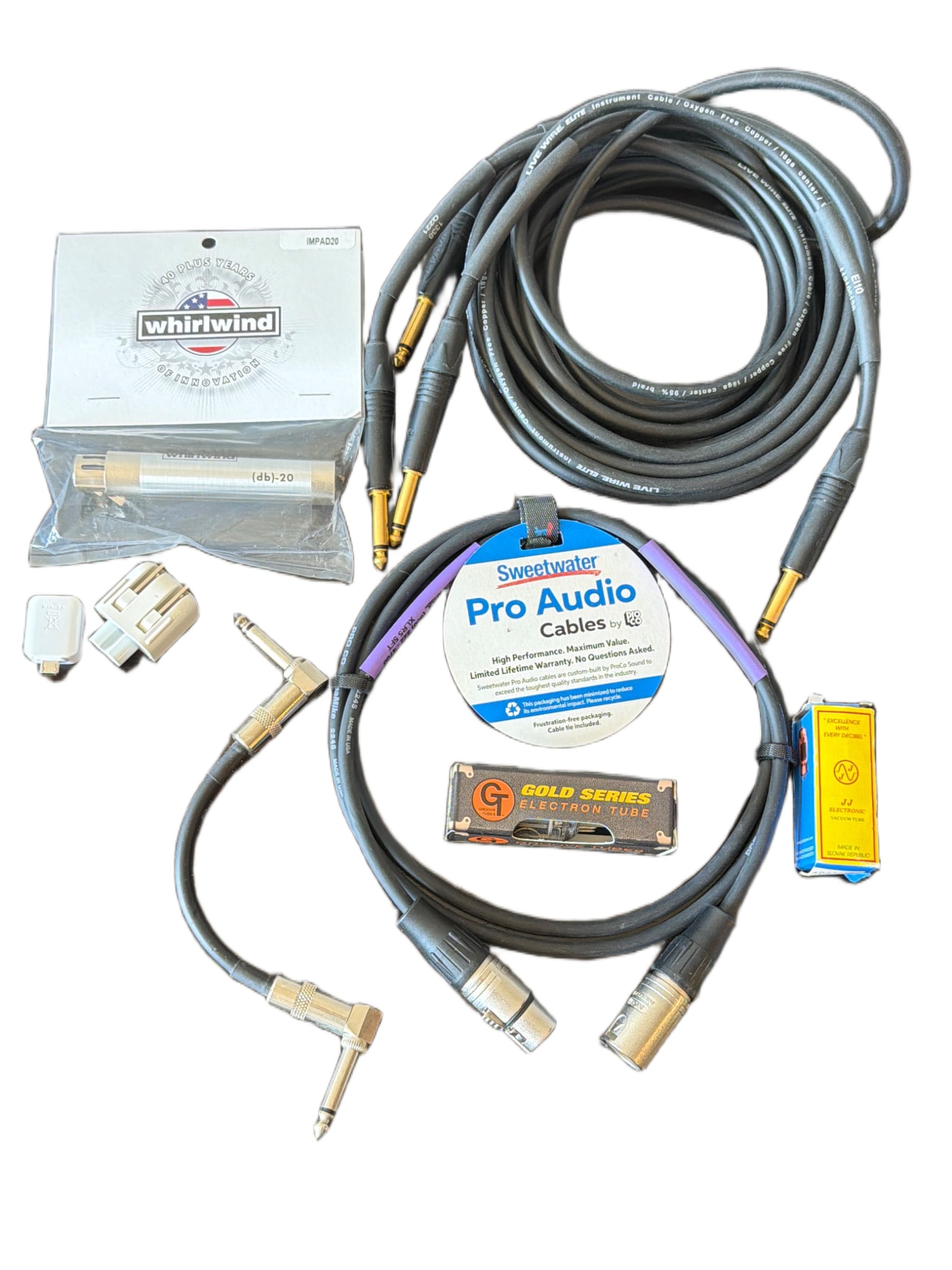 Pro Audio Cable Set with Whirlwind IMPAD20 Attenuator and Gold Series Electron Tube (1 of 3)