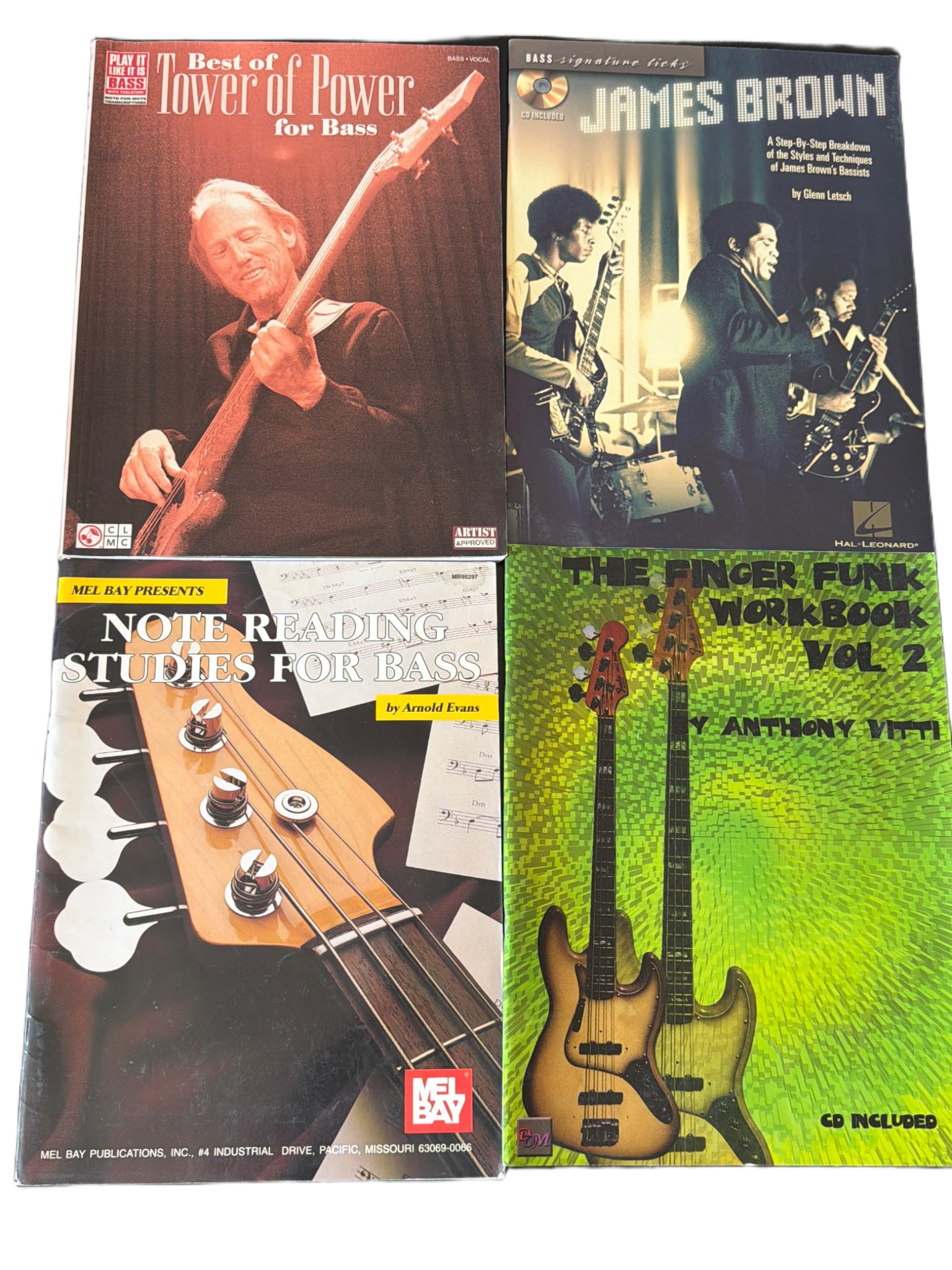 Four Music Instruction and Study Books Featuring Bass Guitar Techniques (1 of 1)